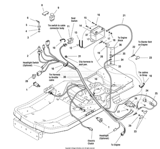 Electrical Group (7501403) Diagram and Parts List for 7800538 (C950-60928-0)(2009) Briggs and Stratton Lawn Tractor